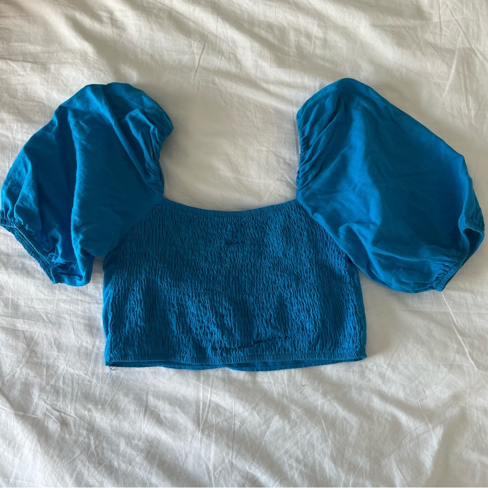 ZARA CROP PUFF SLEEVE TOP SIZE SMALL